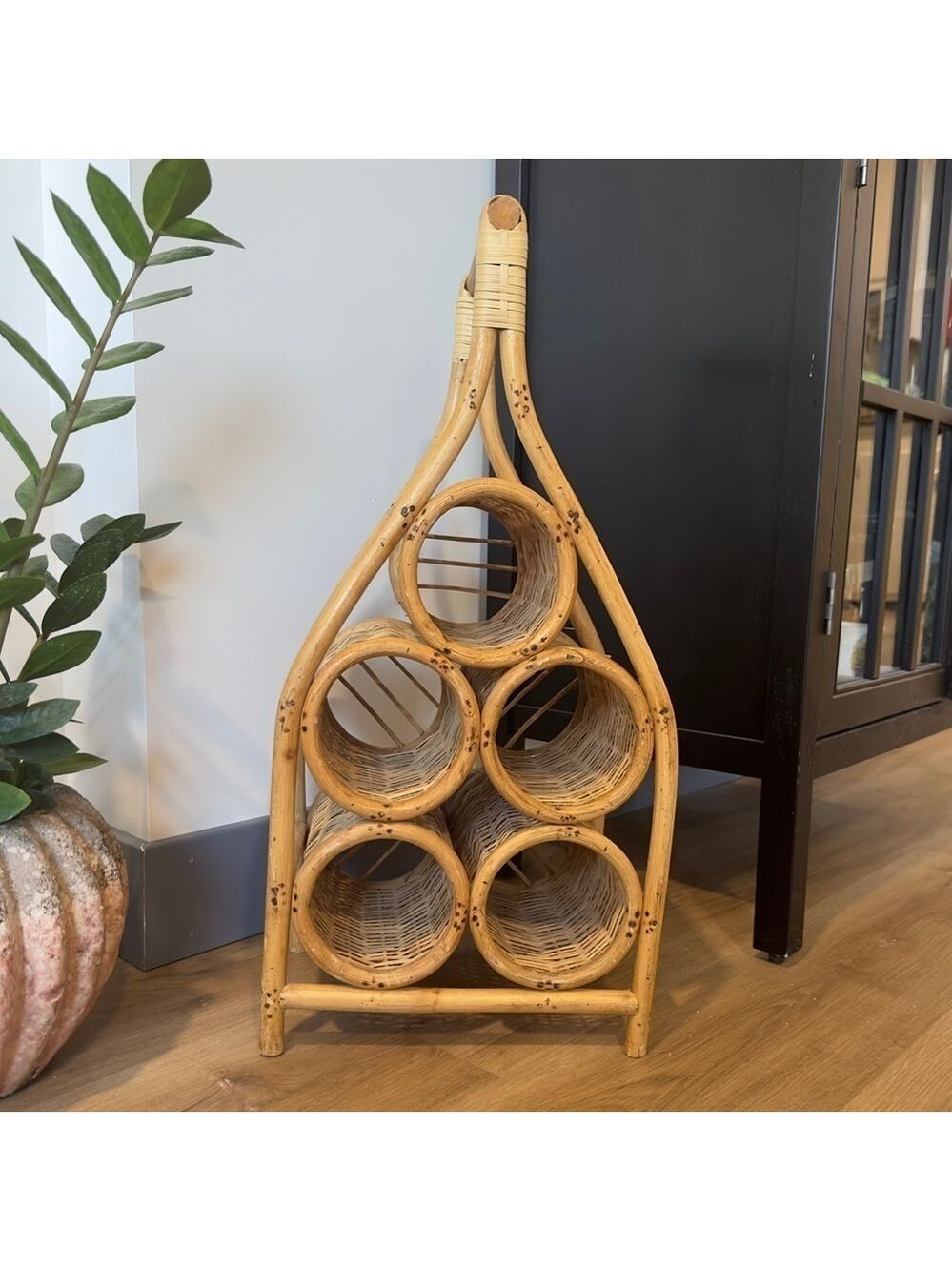 Wicker Wine Rack | Bamboo Bottle Holder | Rattan Decor